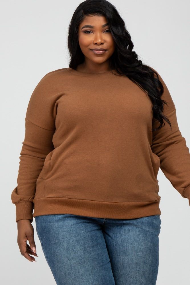 Camel Pocketed Plus Maternity Sweatshirt sold by Pinkblush product image thumbnail 4