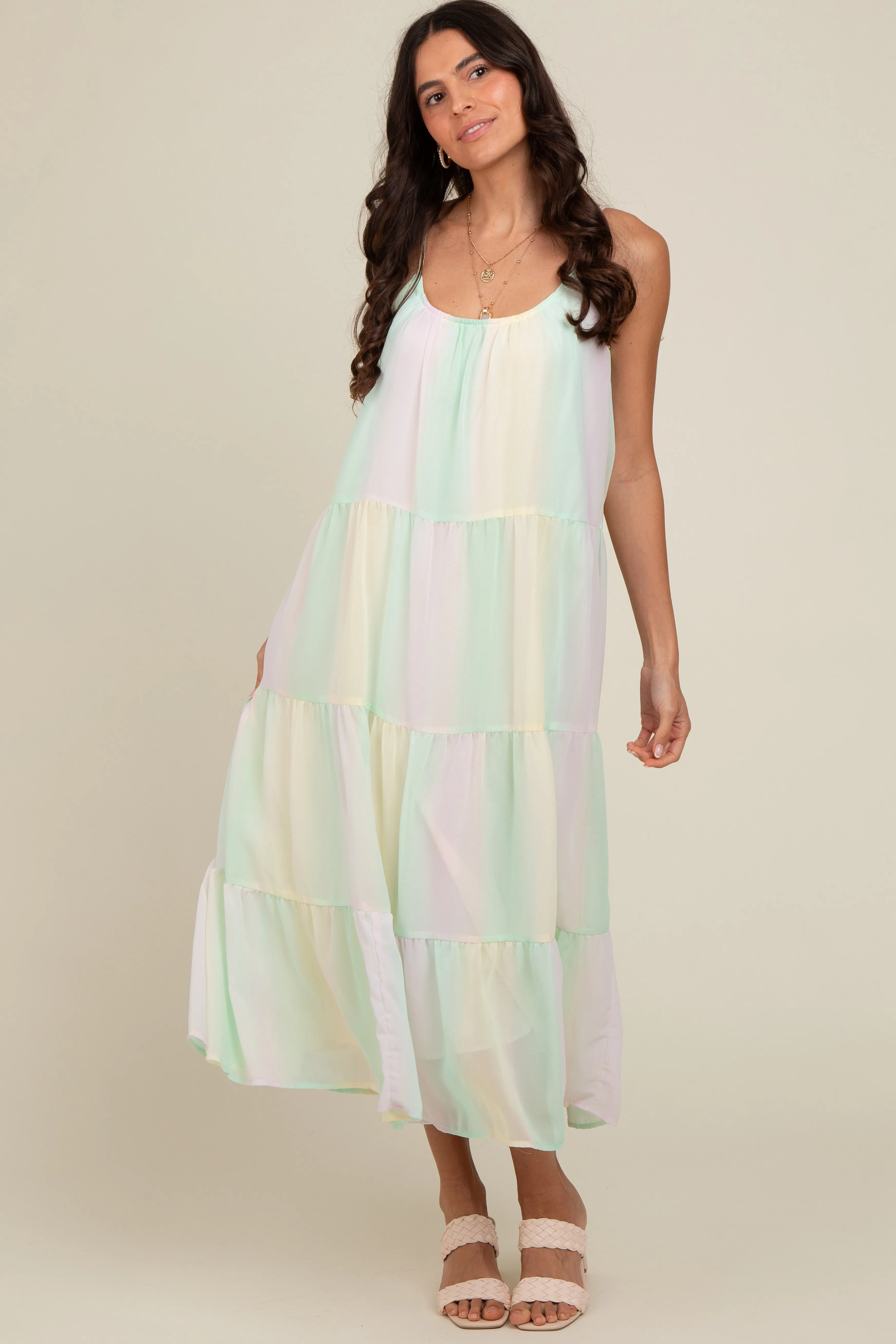 Multicolor Pastel Ombre Tiered Maxi Dress sold by Pinkblush product image thumbnail 2
