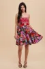 Multi-Color Floral Paisley Square Neck Tie Back Dress sold by Pinkblush