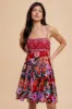 Multi-Color Floral Paisley Square Neck Tie Back Dress sold by Pinkblush