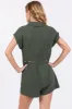 Olive Gauze Button Up Front Pocket Romper sold by Pinkblush