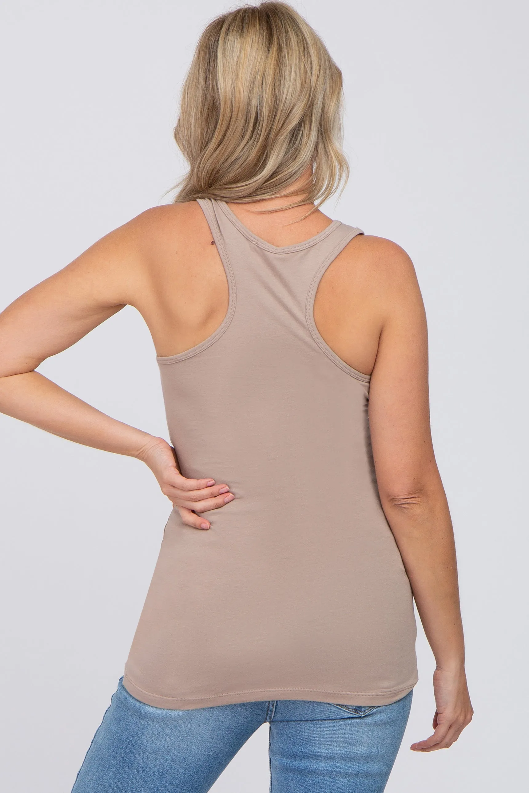 Mocha Fitted Maternity Tank Top sold by Pinkblush product image thumbnail 3