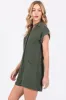 Olive Gauze Button Up Front Pocket Romper sold by Pinkblush