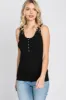 Black Ribbed Button Front Tank Top sold by Pinkblush