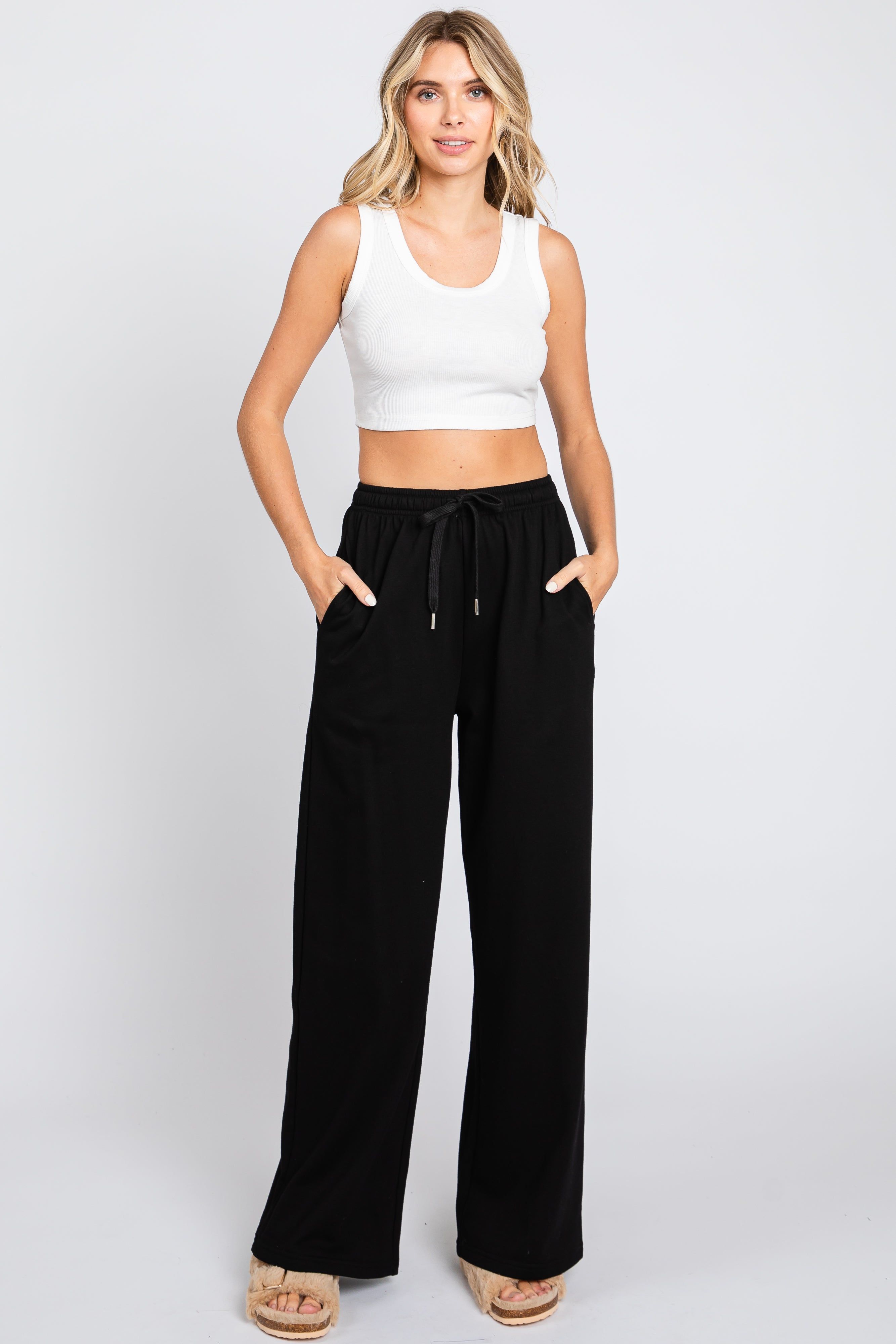 Black Wide Leg Joggers sold by Pinkblush