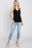 Black Ribbed Button Front Tank Top sold by Pinkblush