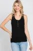 Black Ribbed Button Front Tank Top sold by Pinkblush