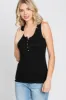 Black Ribbed Button Front Tank Top sold by Pinkblush