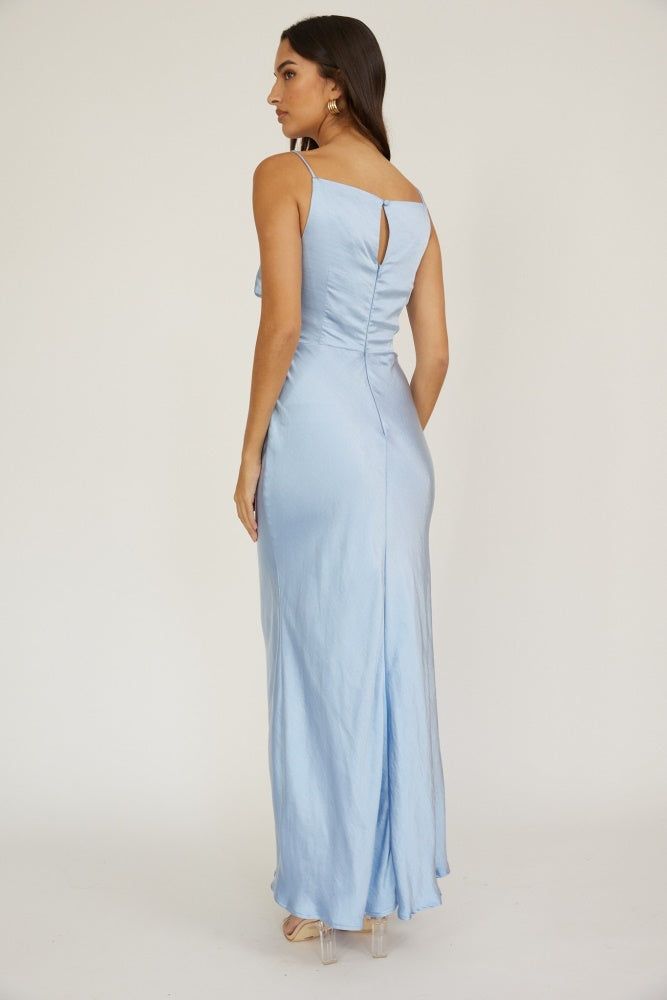 Stone Blue High Front Cover Metallic Maxi Dress sold by Pinkblush product image thumbnail 2