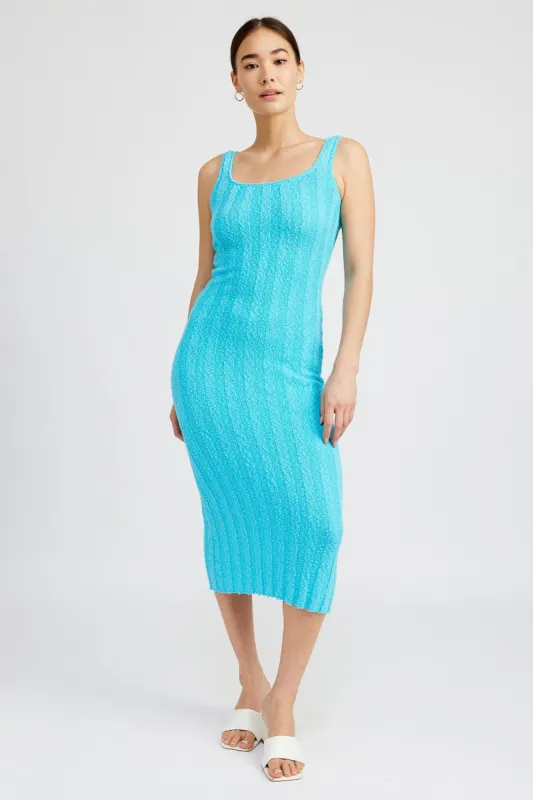 Aqua Wide Rib Knit Midi Dress sold by Pinkblush