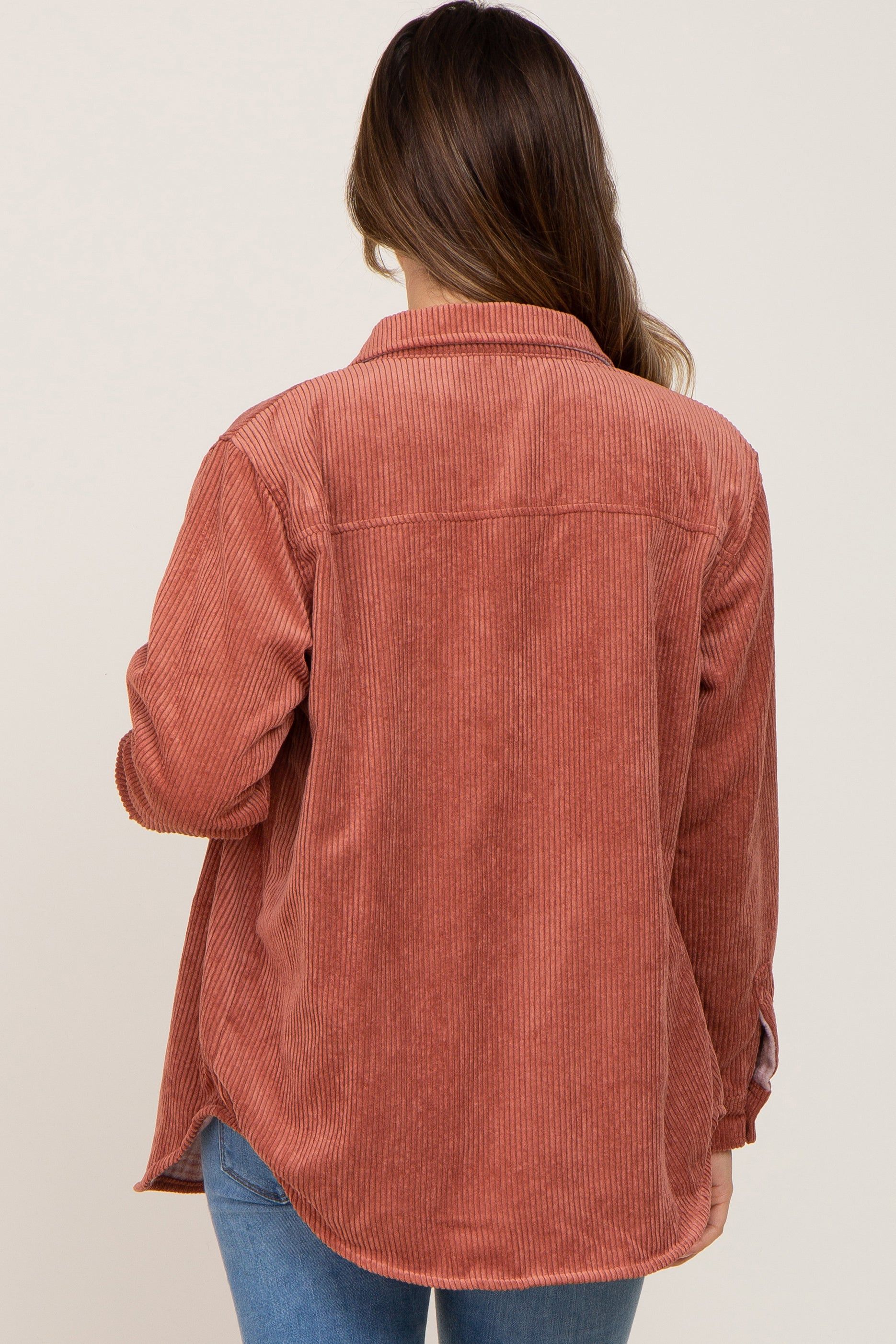 Rust Reversible Maternity Shirt Jacket sold by Pinkblush product image thumbnail 3