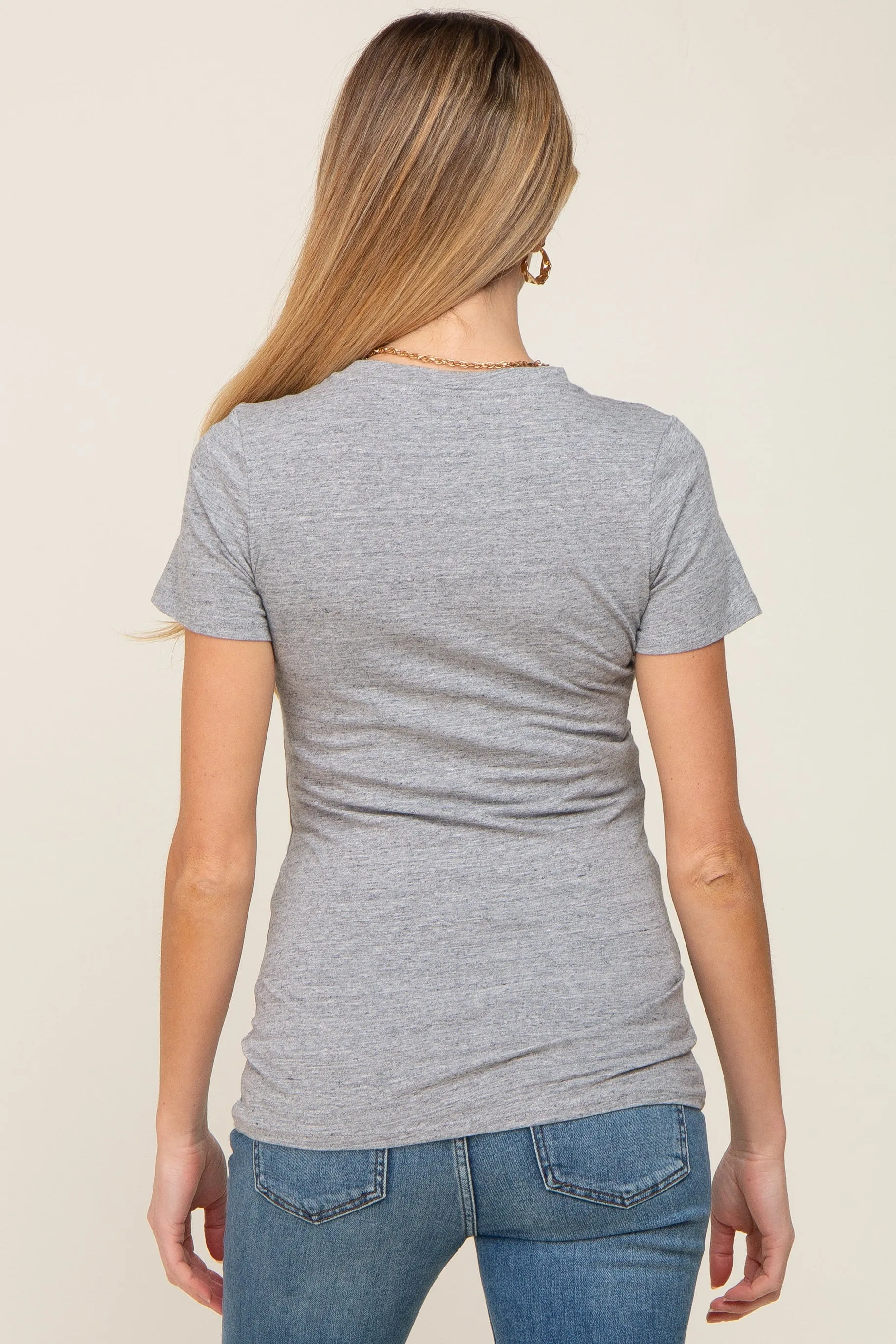 Heather Grey Basic V-Neck Maternity Tee sold by Pinkblush product image thumbnail 3