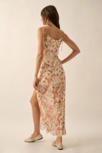 Cream Floral Mesh Midi Slip Dress sold by Pinkblush