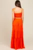 Orange Smocked Cutout Maternity Maxi Dress sold by Pinkblush