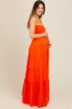 Orange Smocked Cutout Maternity Maxi Dress sold by Pinkblush