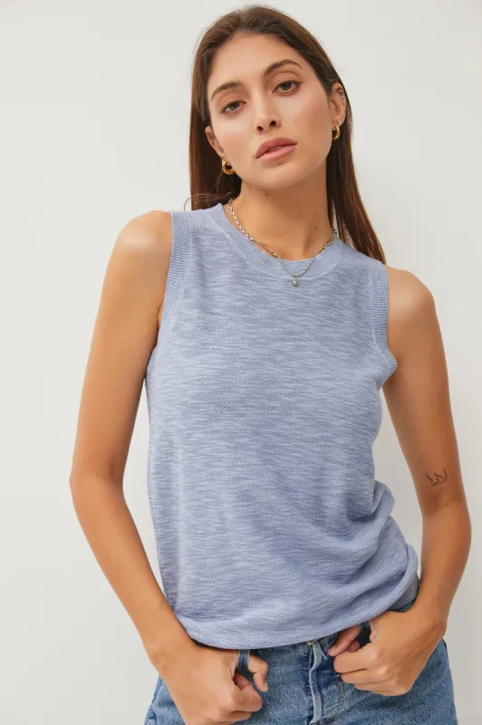 Light Blue Knit Sleeveless Top sold by Pinkblush