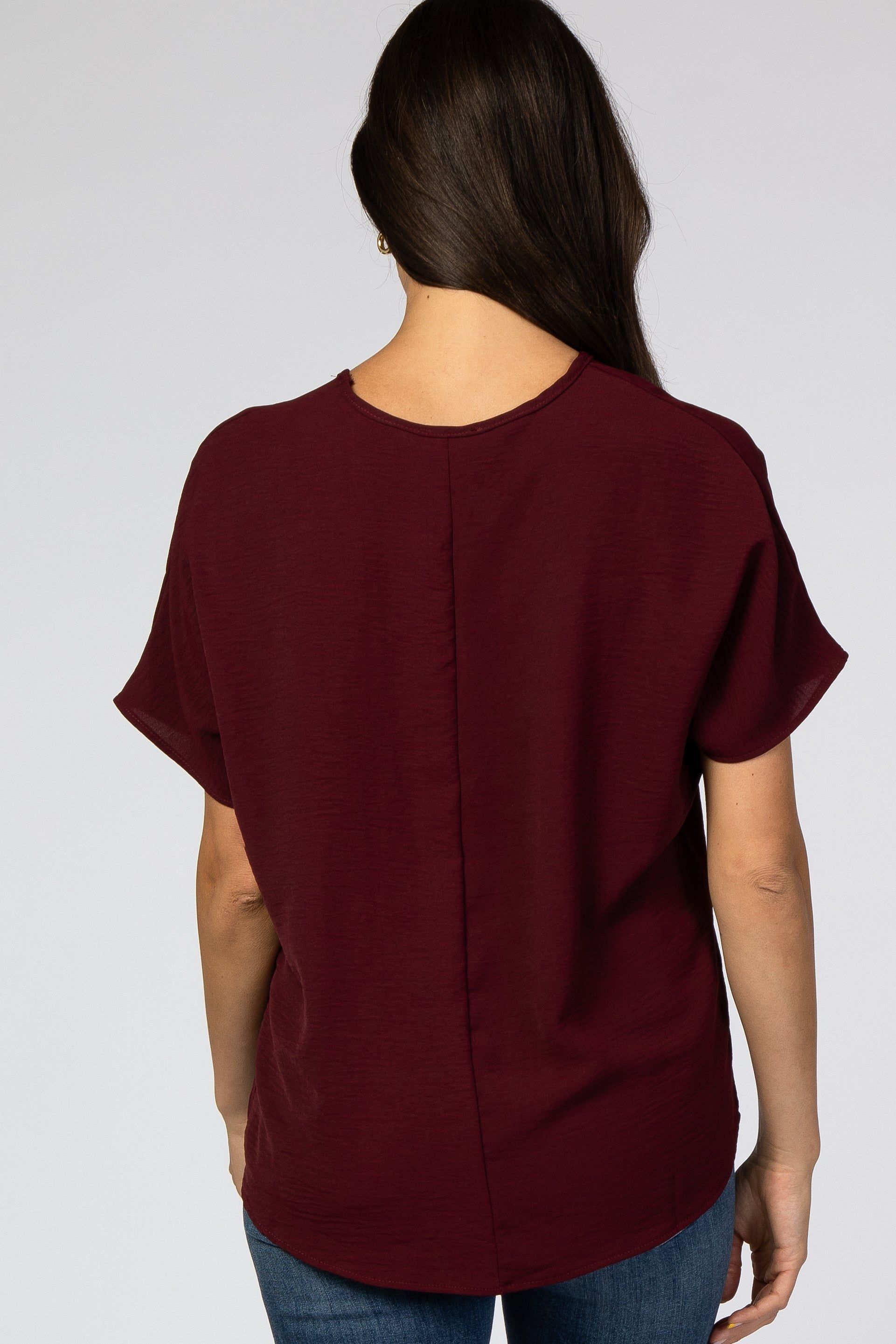 Burgundy Short Sleeve Blouse sold by Pinkblush product image thumbnail 3