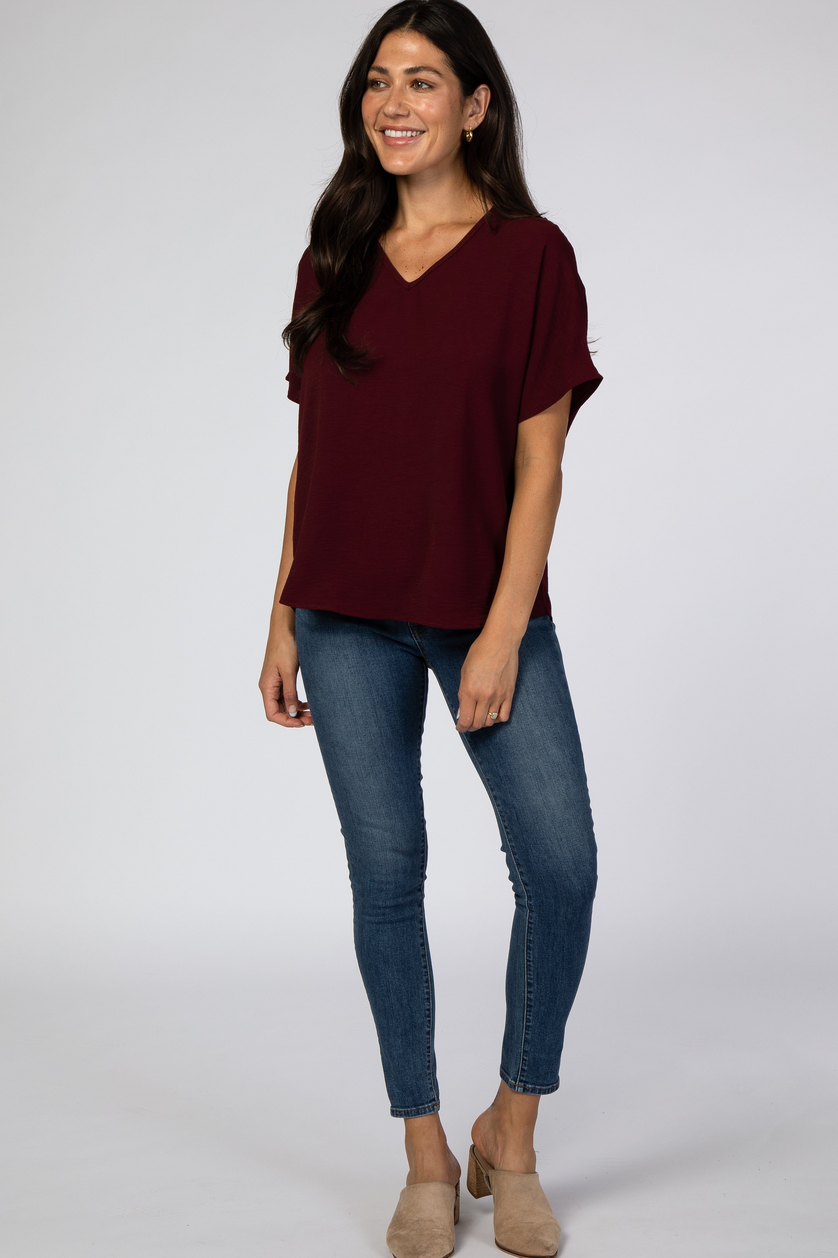 Burgundy Short Sleeve Blouse sold by Pinkblush product image thumbnail 4