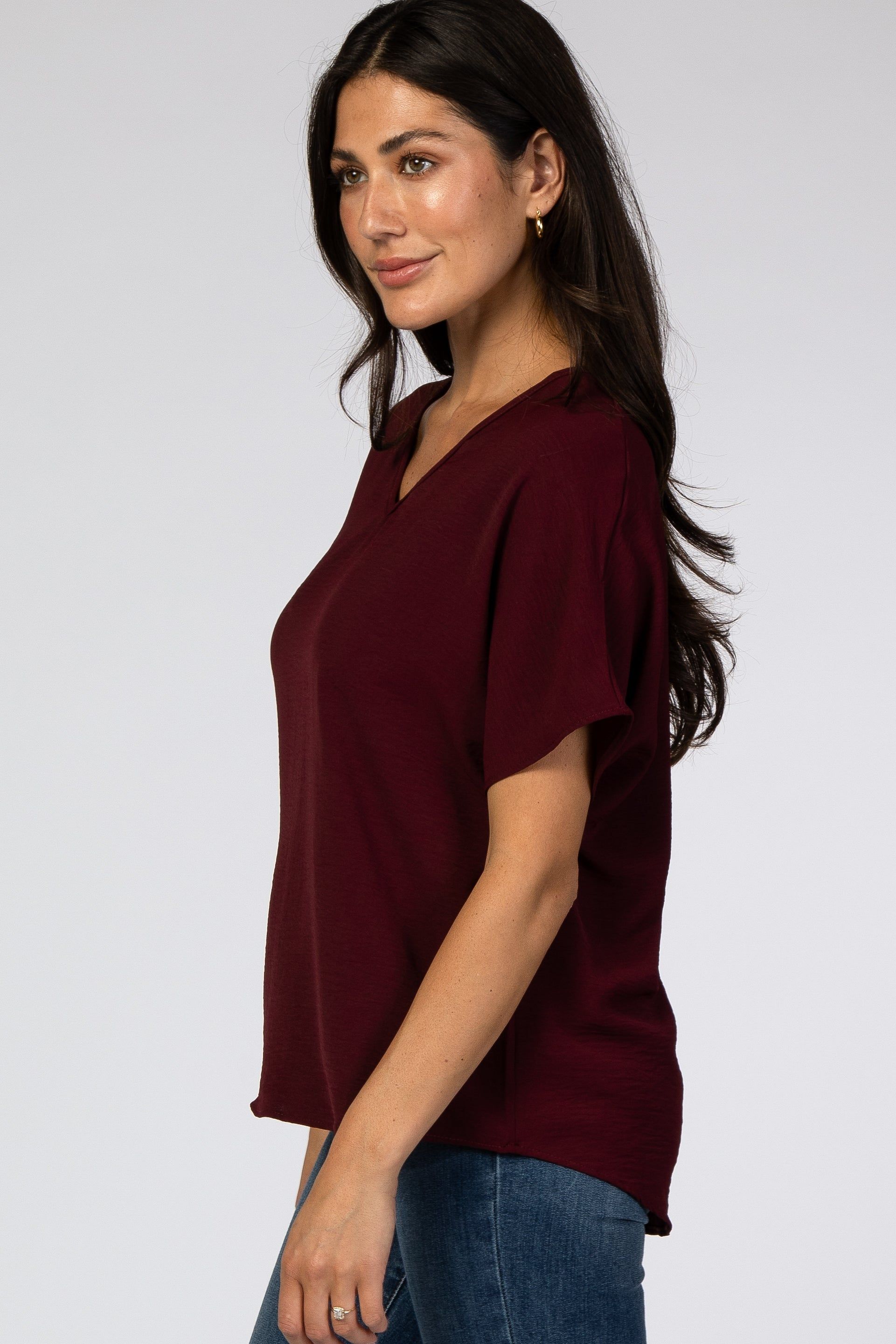 Burgundy Short Sleeve Blouse sold by Pinkblush product image thumbnail 2