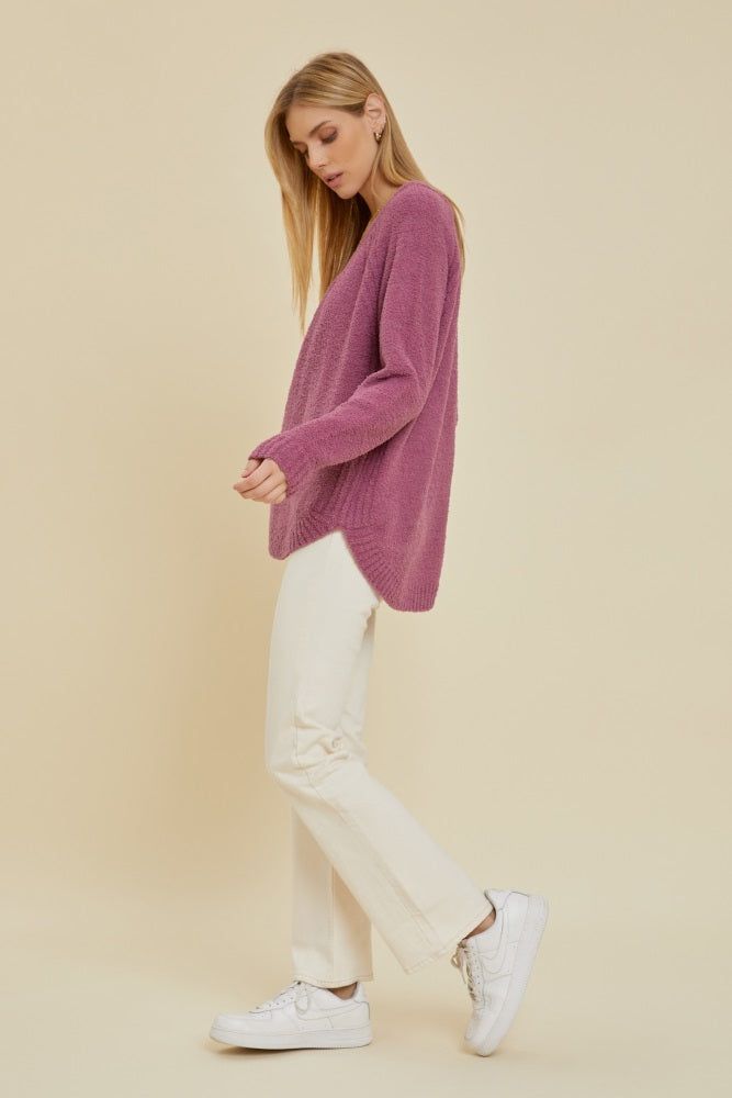 Magenta Fuzzy Soft Knit Sweater sold by Pinkblush product image thumbnail 3