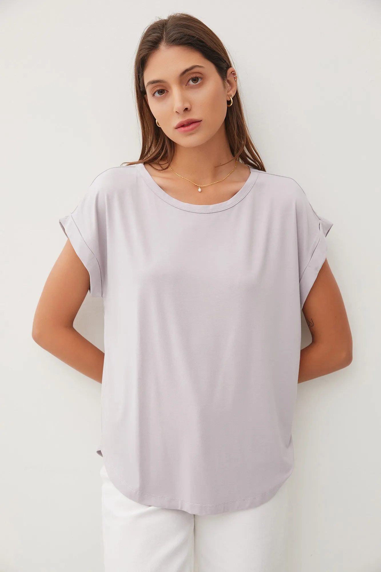 Grey Rolled Cuff Sleeve Maternity Top sold by Pinkblush product image thumbnail 2