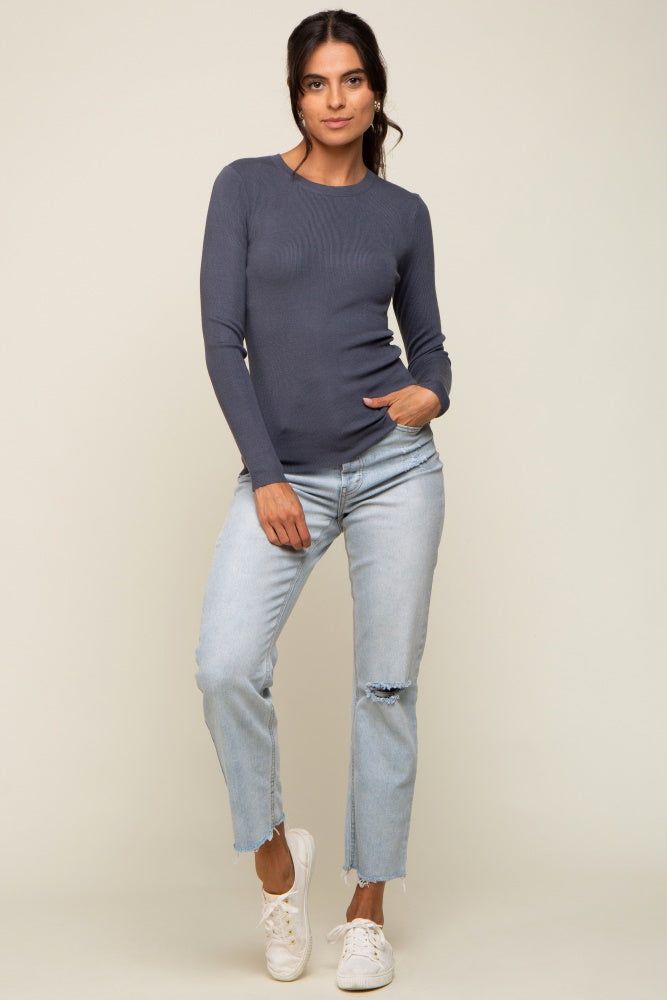 Charcoal Knit Long Sleeve Top sold by Pinkblush product image thumbnail 4