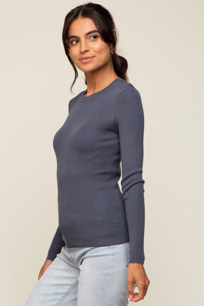 Charcoal Knit Long Sleeve Top sold by Pinkblush product image thumbnail 2