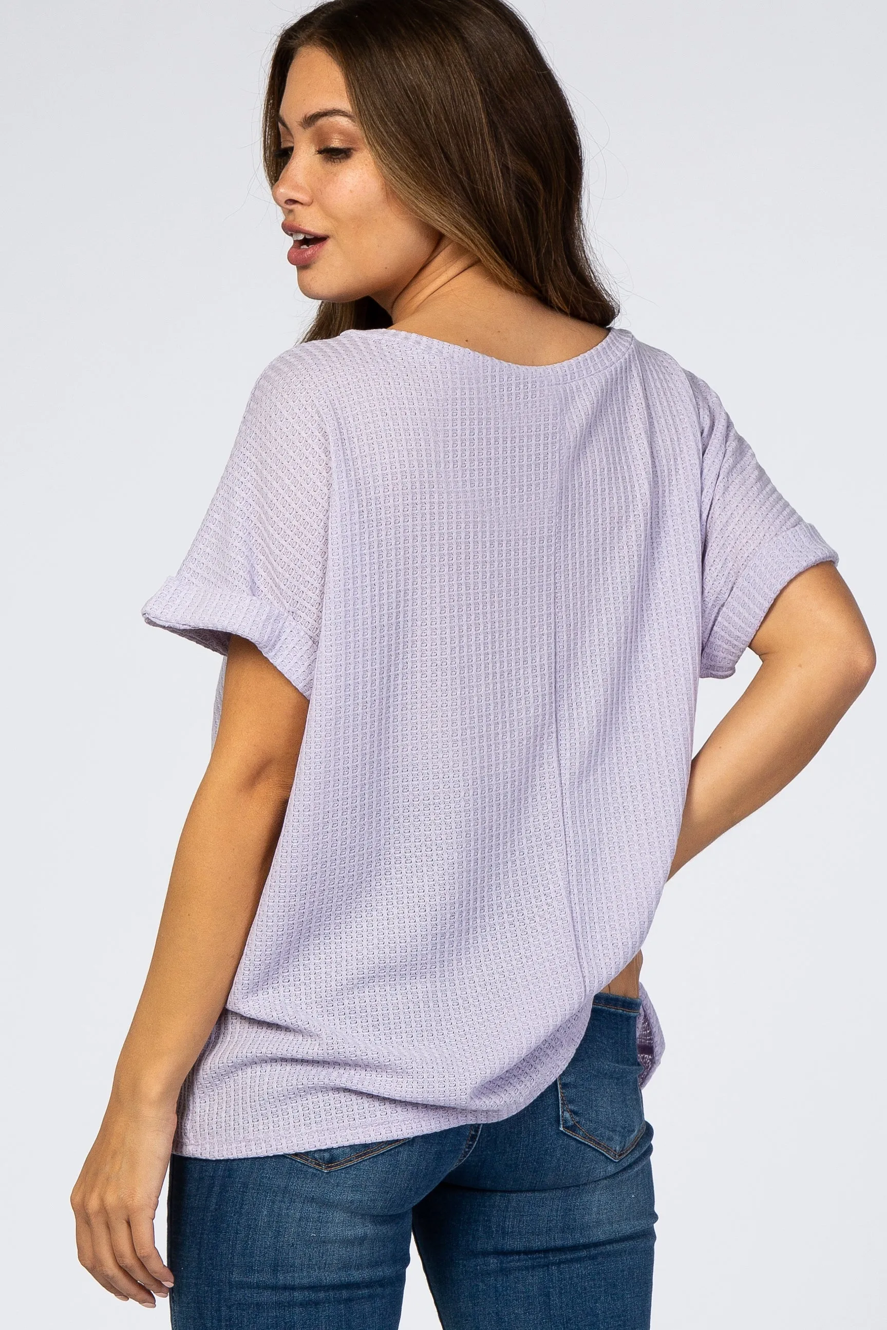 Lavender Boxy Waffle Knit Maternity Top sold by Pinkblush product image thumbnail 3