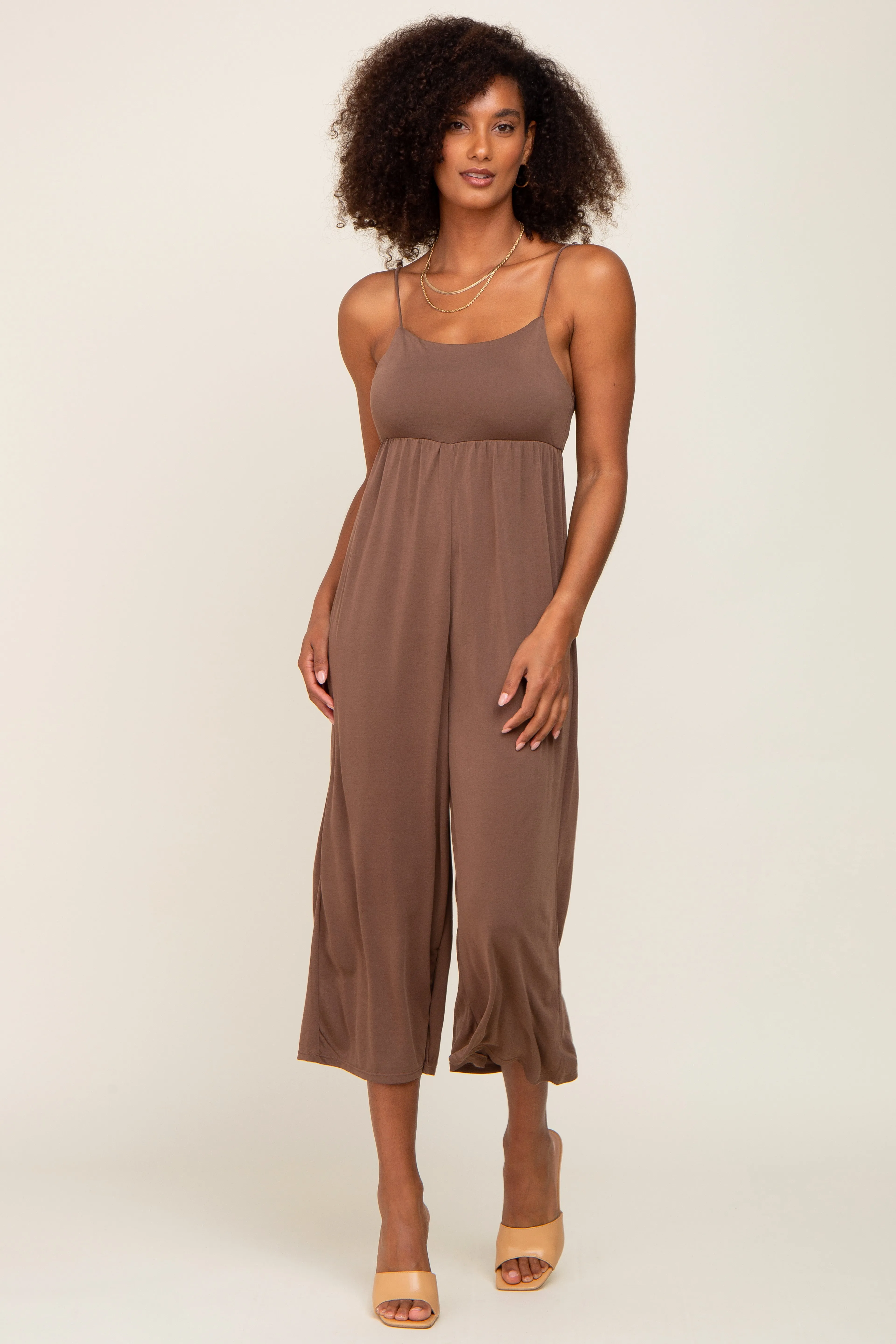 Brown Sleeveless Cropped Jumpsuit sold by Pinkblush product image thumbnail 5