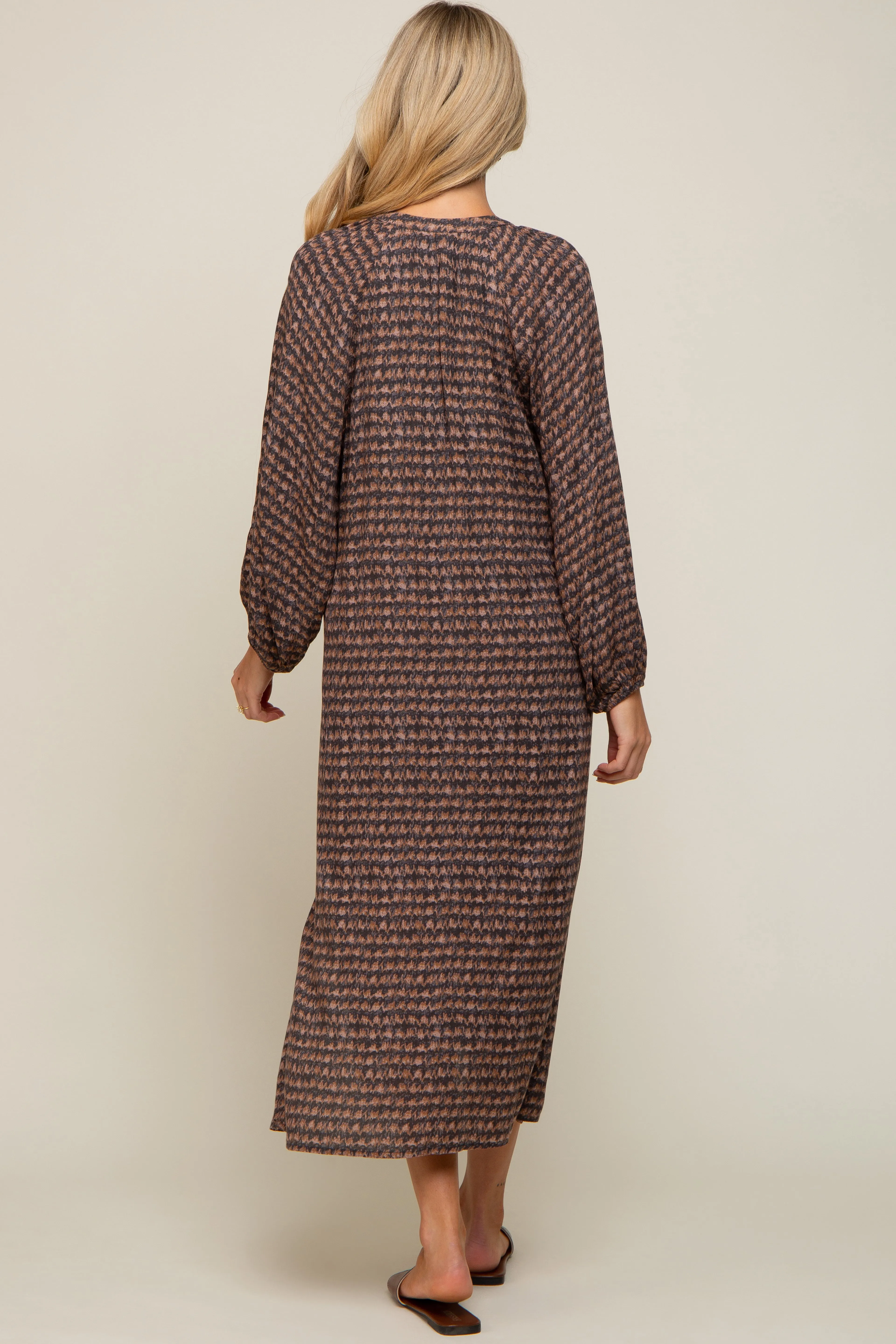 Charcoal Button Down 3/4 Sleeve Maternity Midi Dress sold by Pinkblush product image thumbnail 4