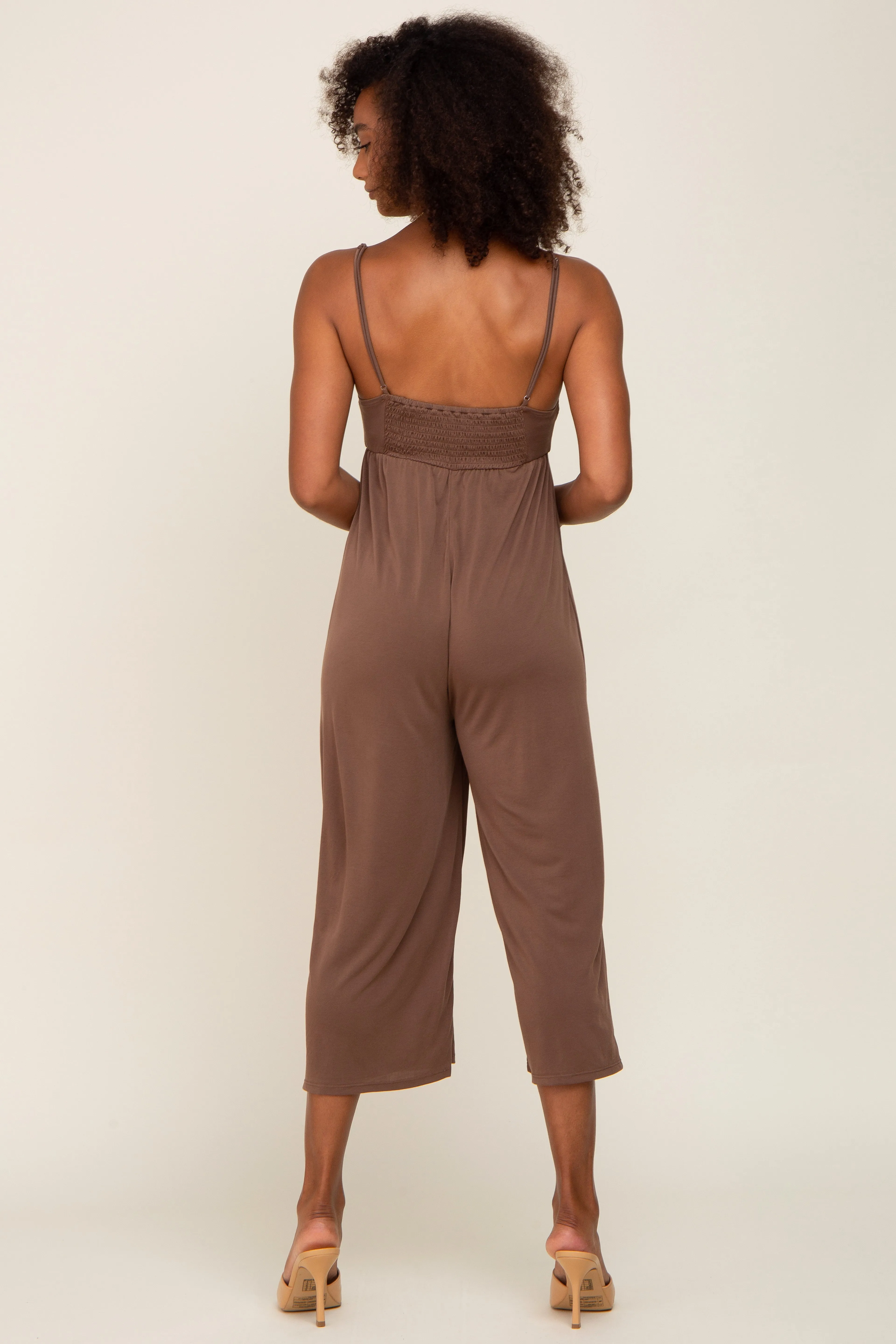 Brown Sleeveless Cropped Jumpsuit sold by Pinkblush product image thumbnail 3