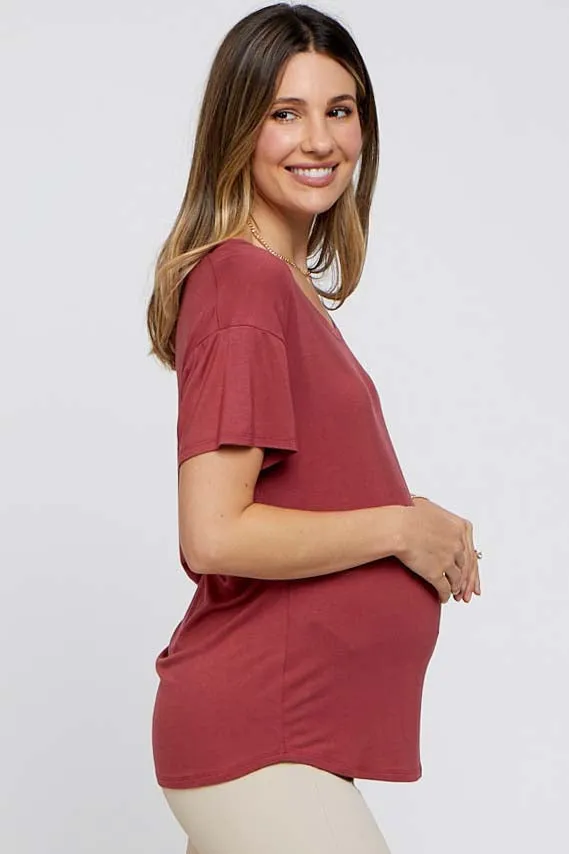 Rust Scoop Neck Basic Maternity Tee sold by Pinkblush product image thumbnail 2
