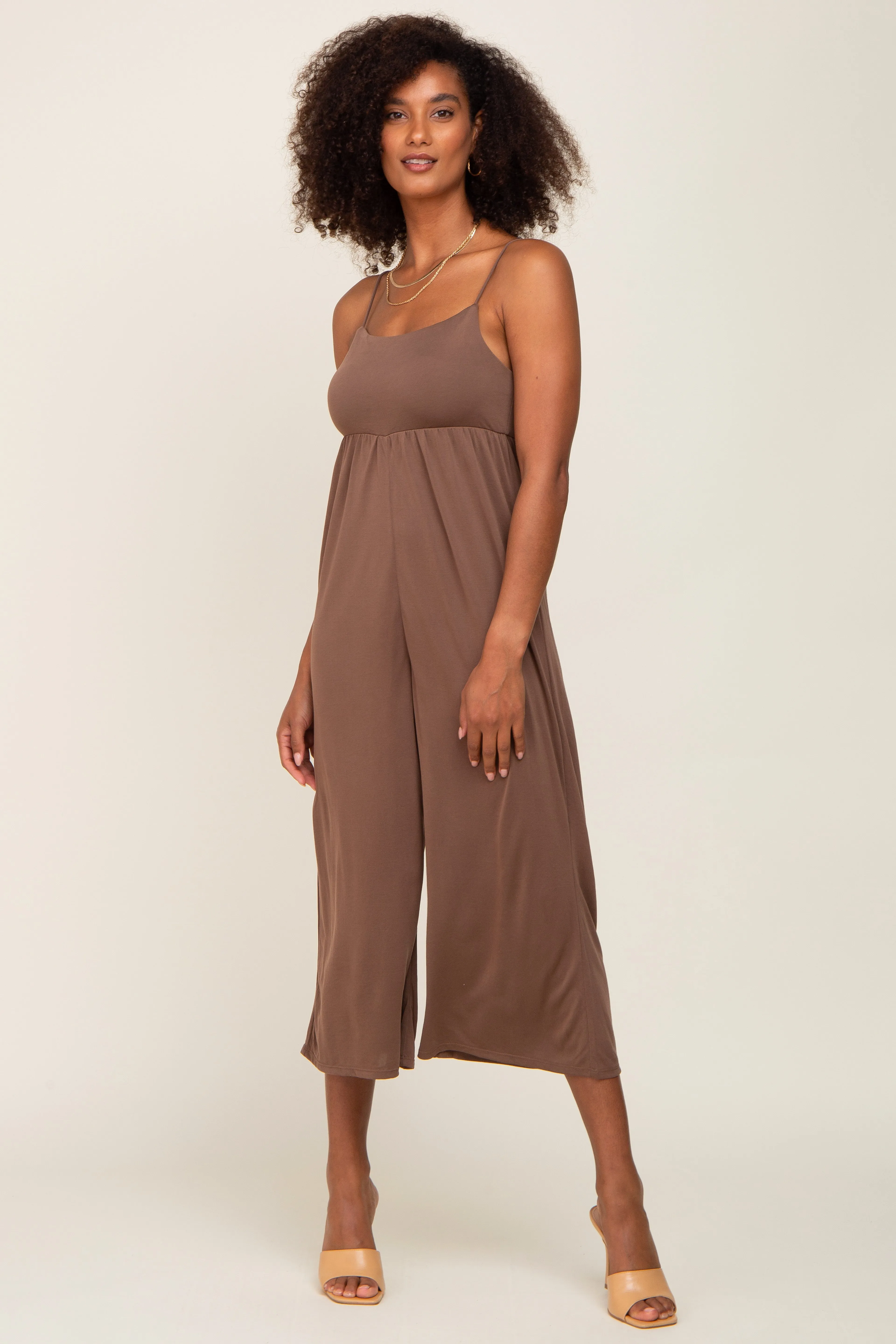 Brown Sleeveless Cropped Jumpsuit sold by Pinkblush product image thumbnail 4