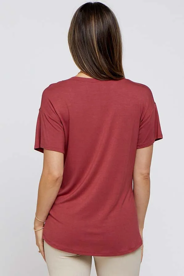 Rust Scoop Neck Basic Maternity Tee sold by Pinkblush product image thumbnail 3