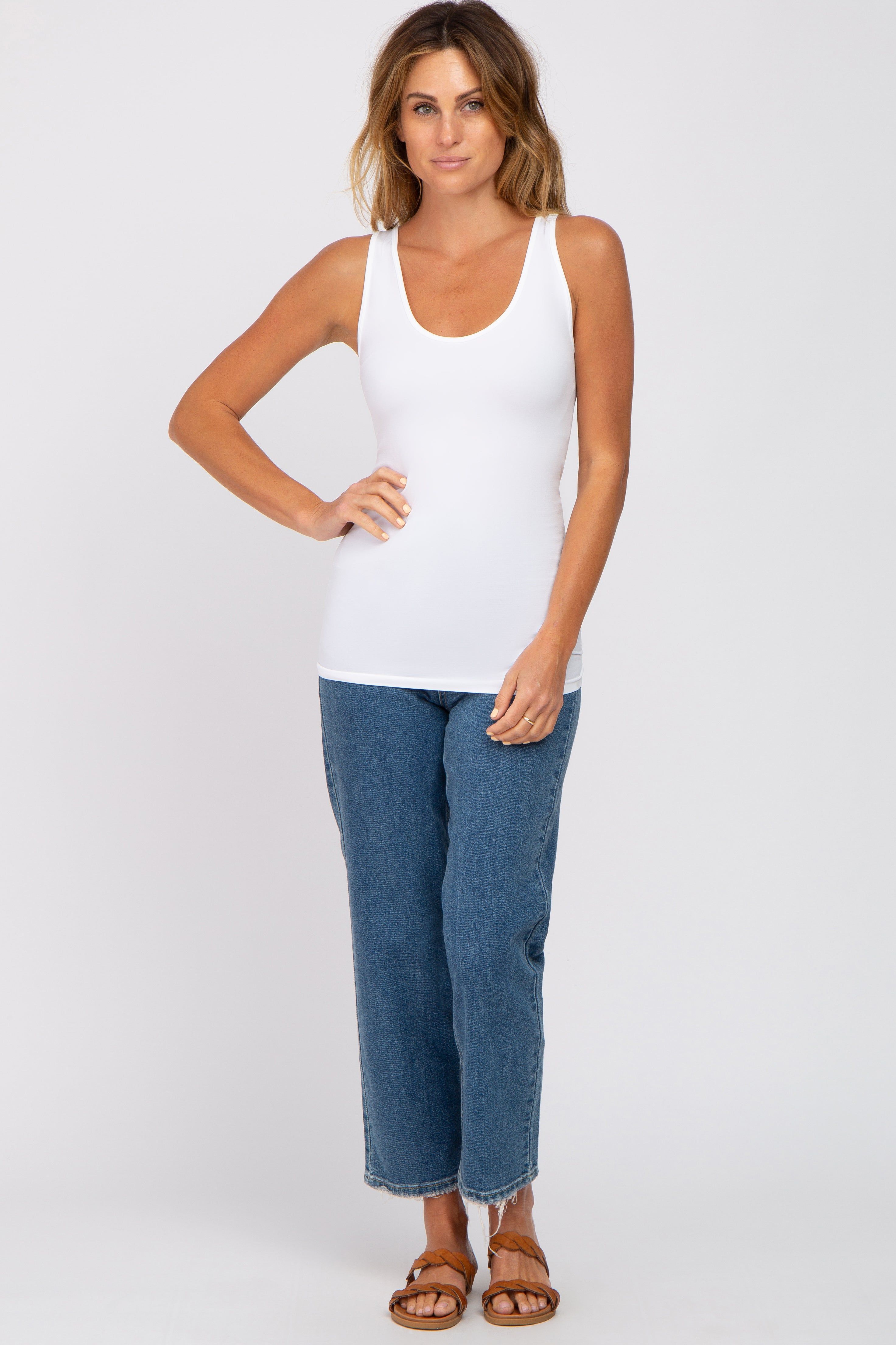 White Seamless Fitted Tank Top sold by Pinkblush product image thumbnail 4