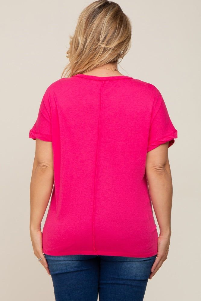 Fuchsia Short Sleeve Plus Maternity Top sold by Pinkblush product image thumbnail 3