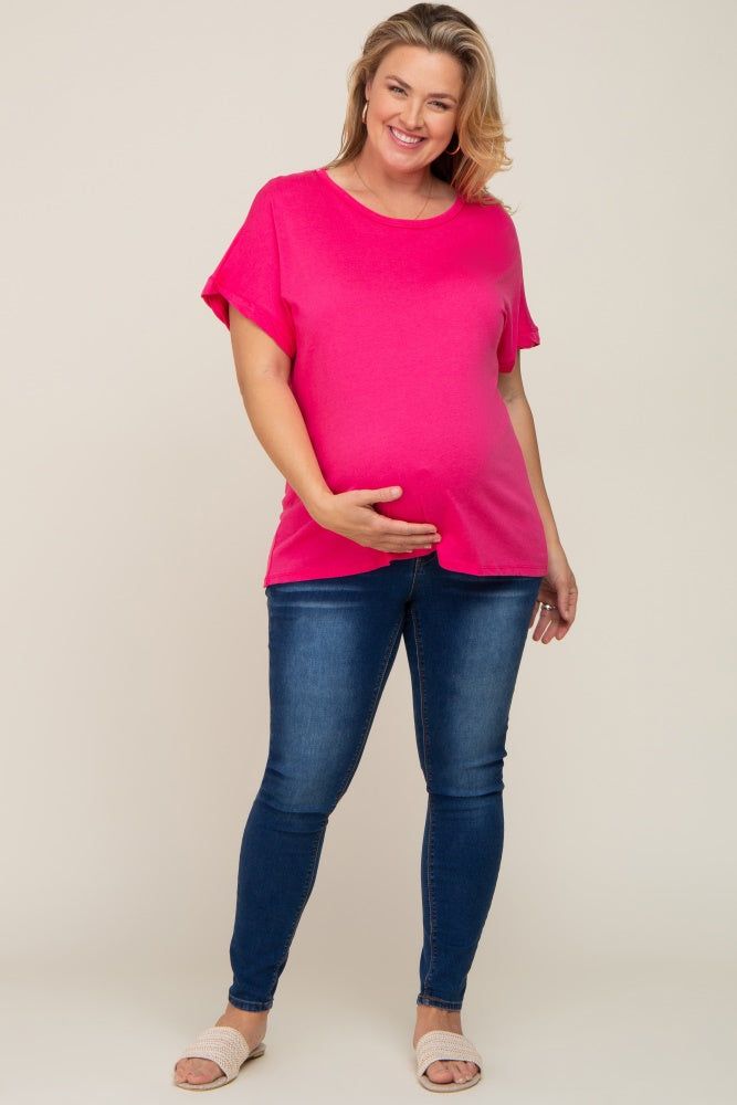 Fuchsia Short Sleeve Plus Maternity Top sold by Pinkblush product image thumbnail 4