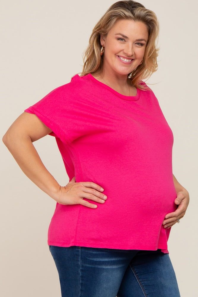 Fuchsia Short Sleeve Plus Maternity Top sold by Pinkblush product image thumbnail 2