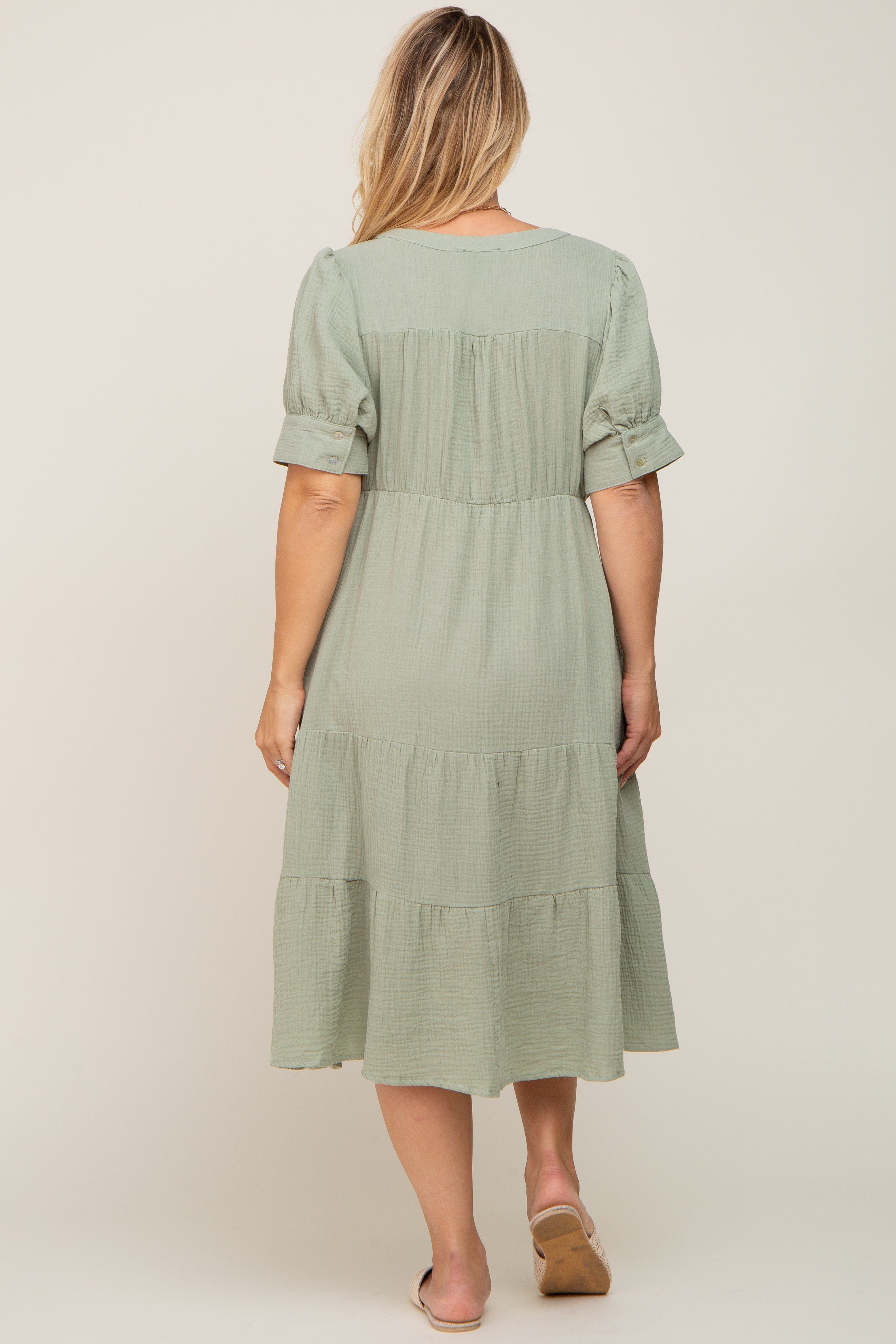 Mint Button Down Short Sleeve Plus Maternity Dress sold by Pinkblush product image thumbnail 3