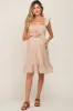 Taupe Textured Sleeveless Smocked Maternity Dress sold by Pinkblush