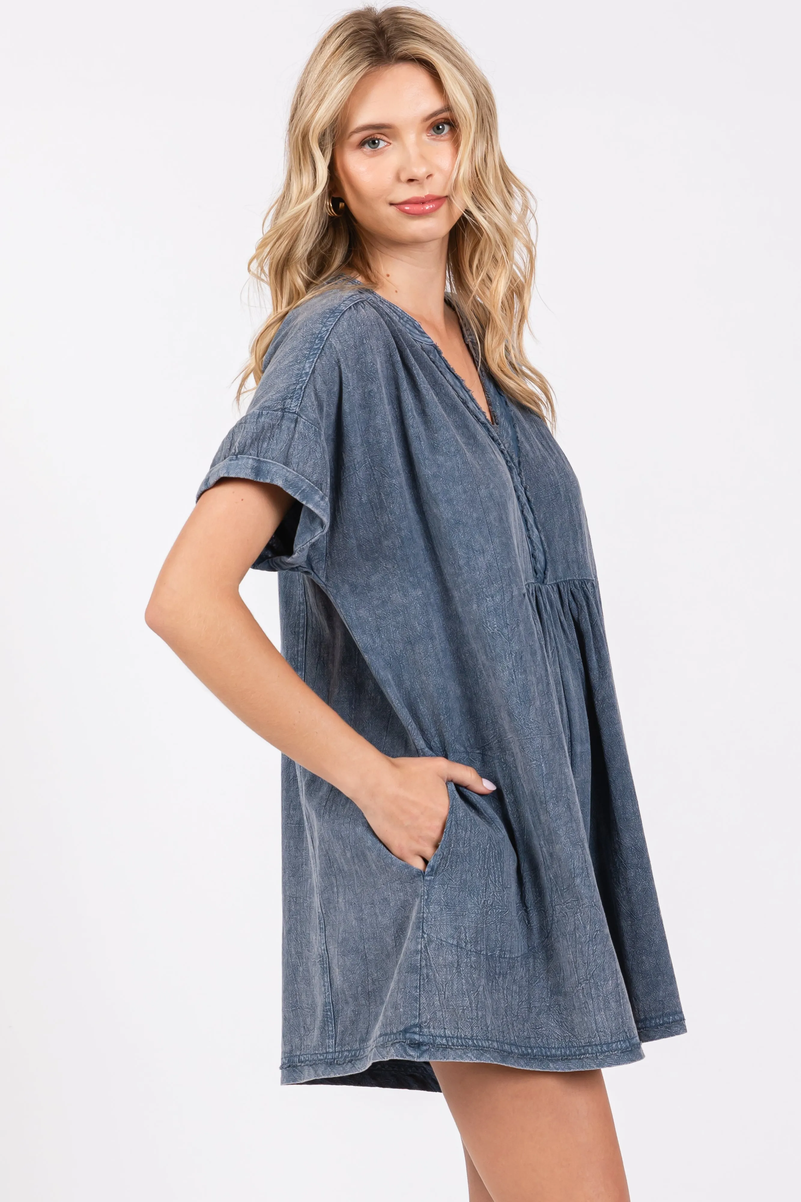 Blue Cuffed Sleeve Romper sold by Pinkblush product image thumbnail 3