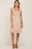 Taupe Textured Sleeveless Smocked Maternity Dress sold by Pinkblush