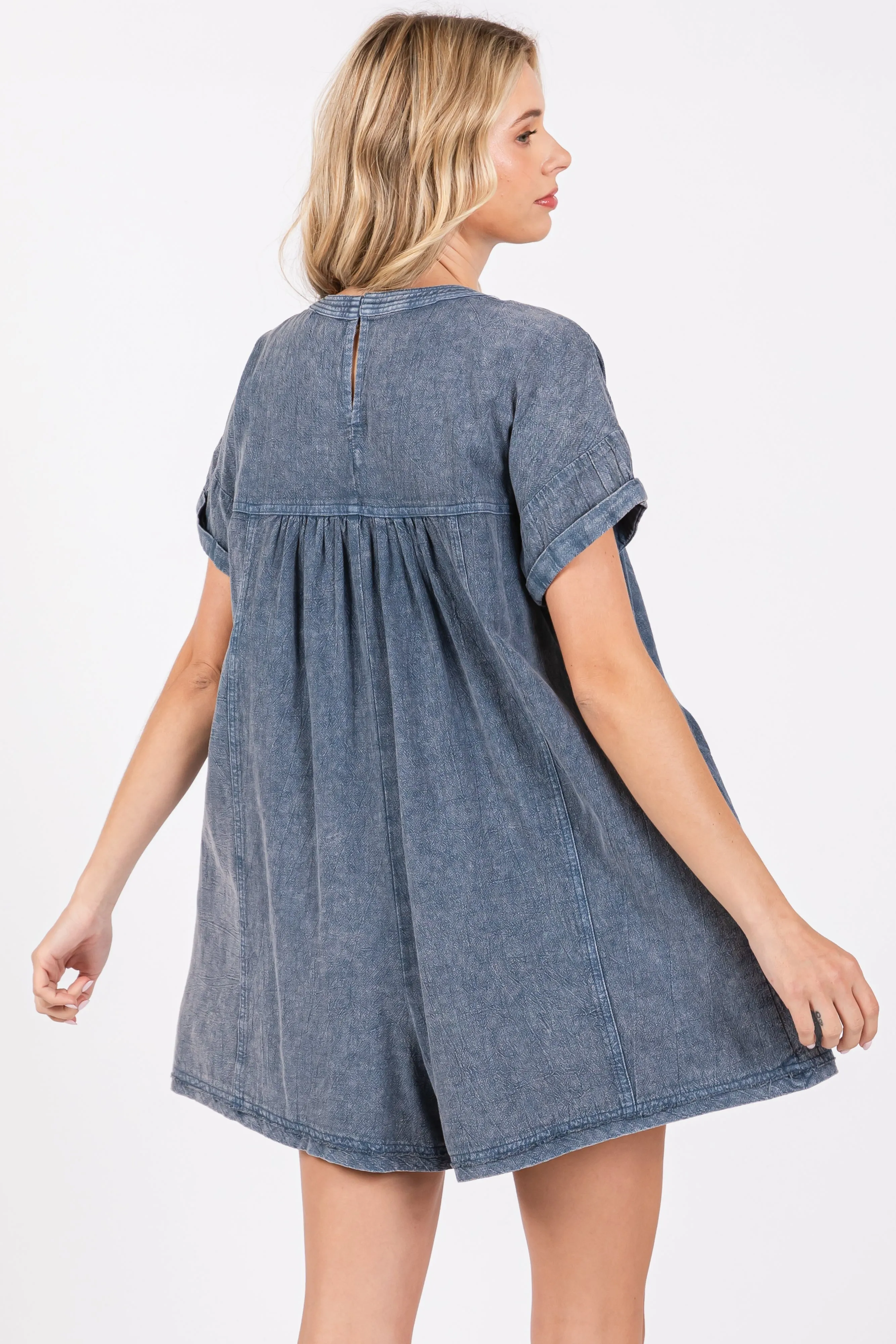 Blue Cuffed Sleeve Romper sold by Pinkblush product image thumbnail 4