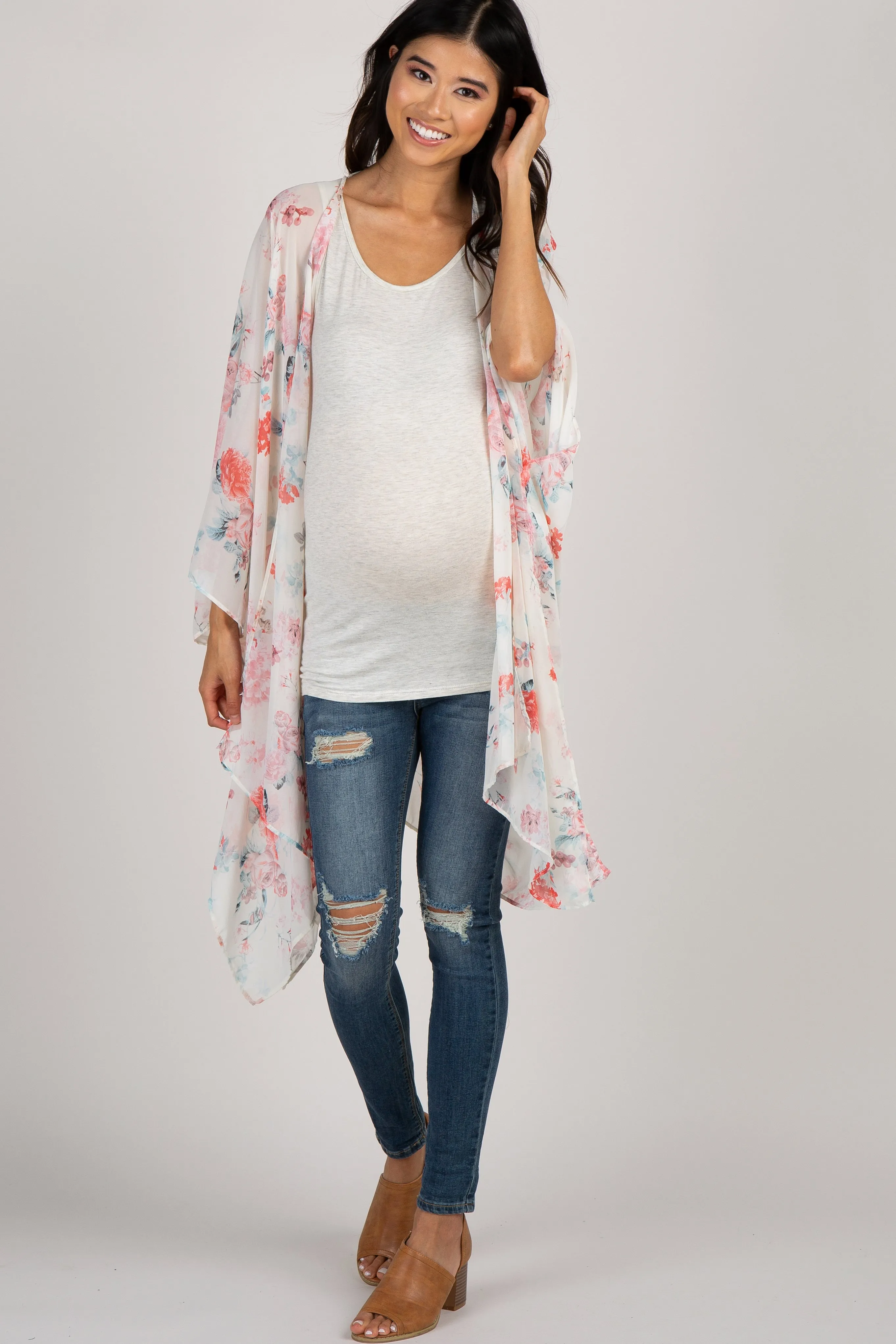 PinkBlush White Floral Maternity Cover Up sold by Pinkblush