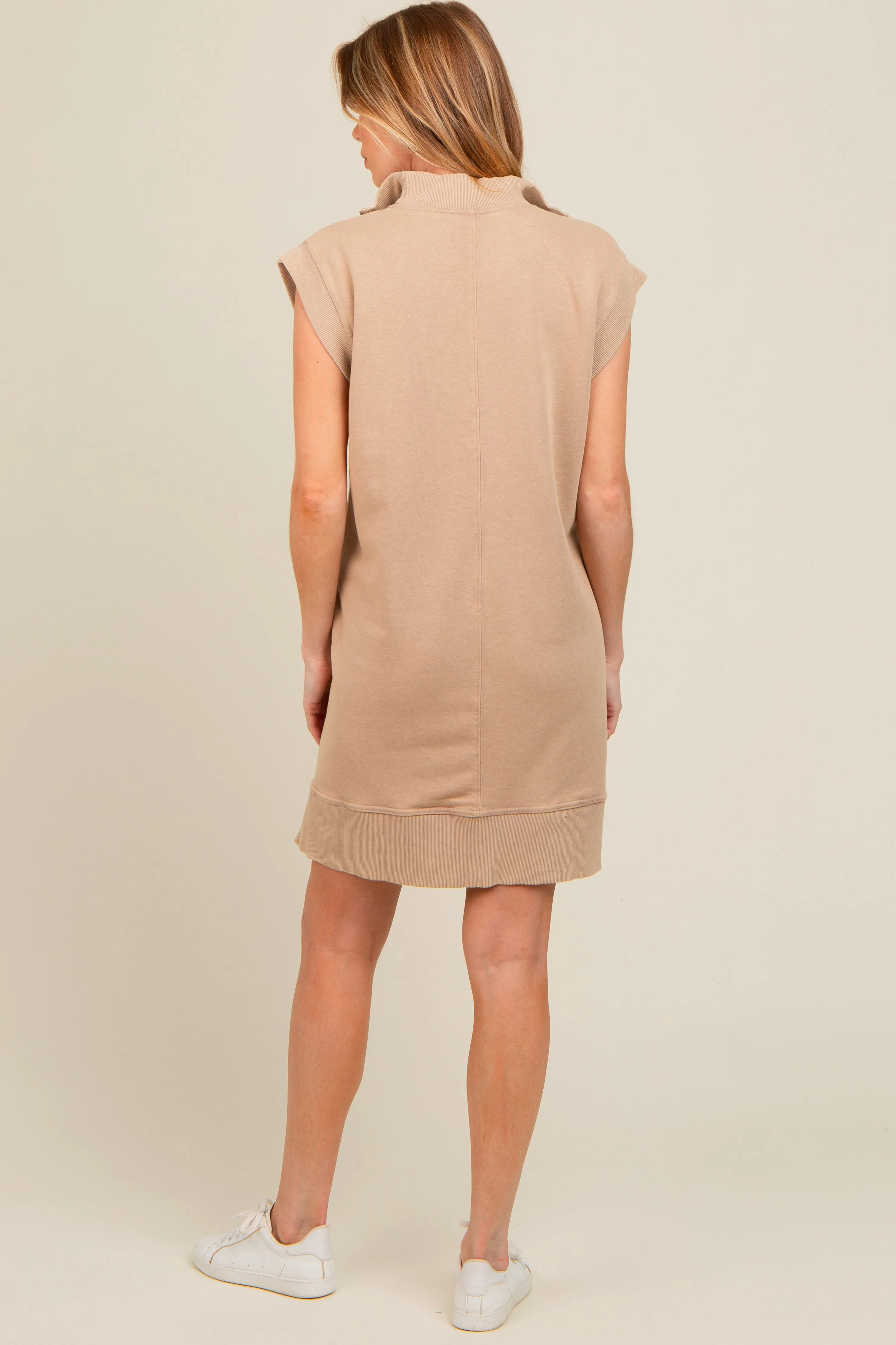 Mocha Zip Up Hooded Maternity Sweatshirt Mini Dress sold by Pinkblush product image thumbnail 3