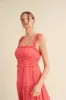 Coral Red Ruffled Midi Dress sold by Pinkblush