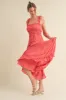Coral Red Ruffled Midi Dress sold by Pinkblush