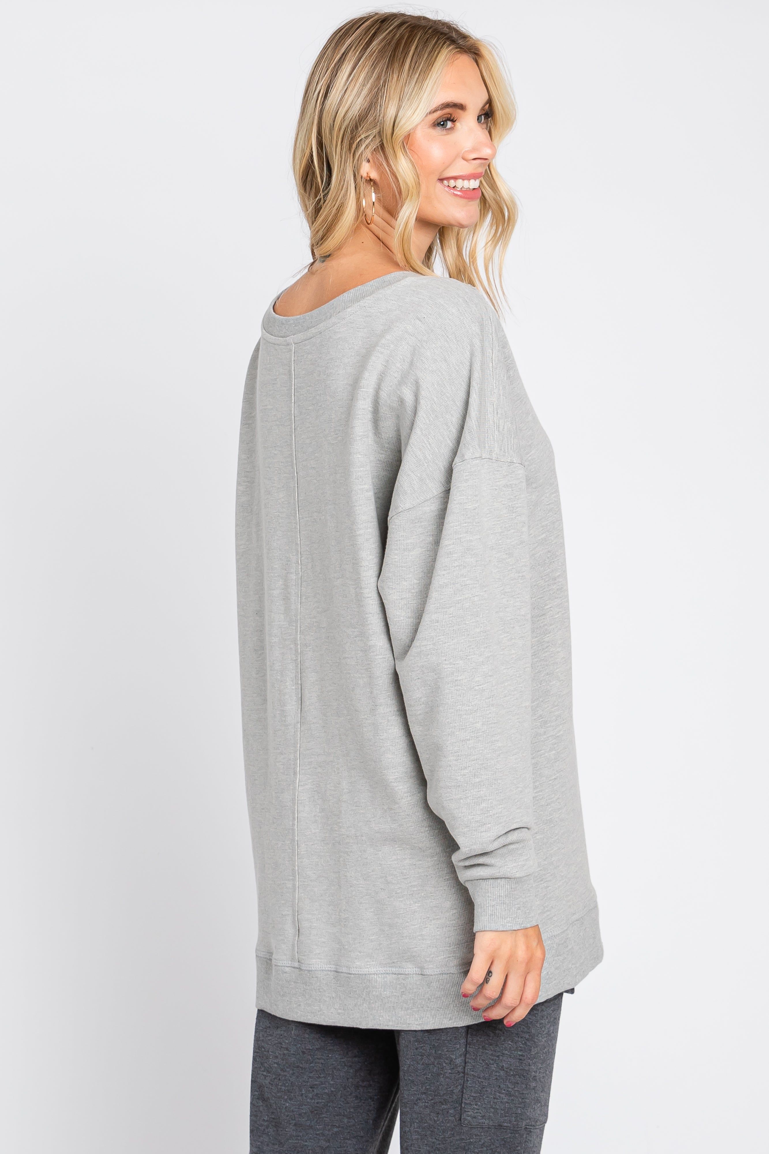 Heather Grey Knit Long Sleeve Top sold by Pinkblush product image thumbnail 3