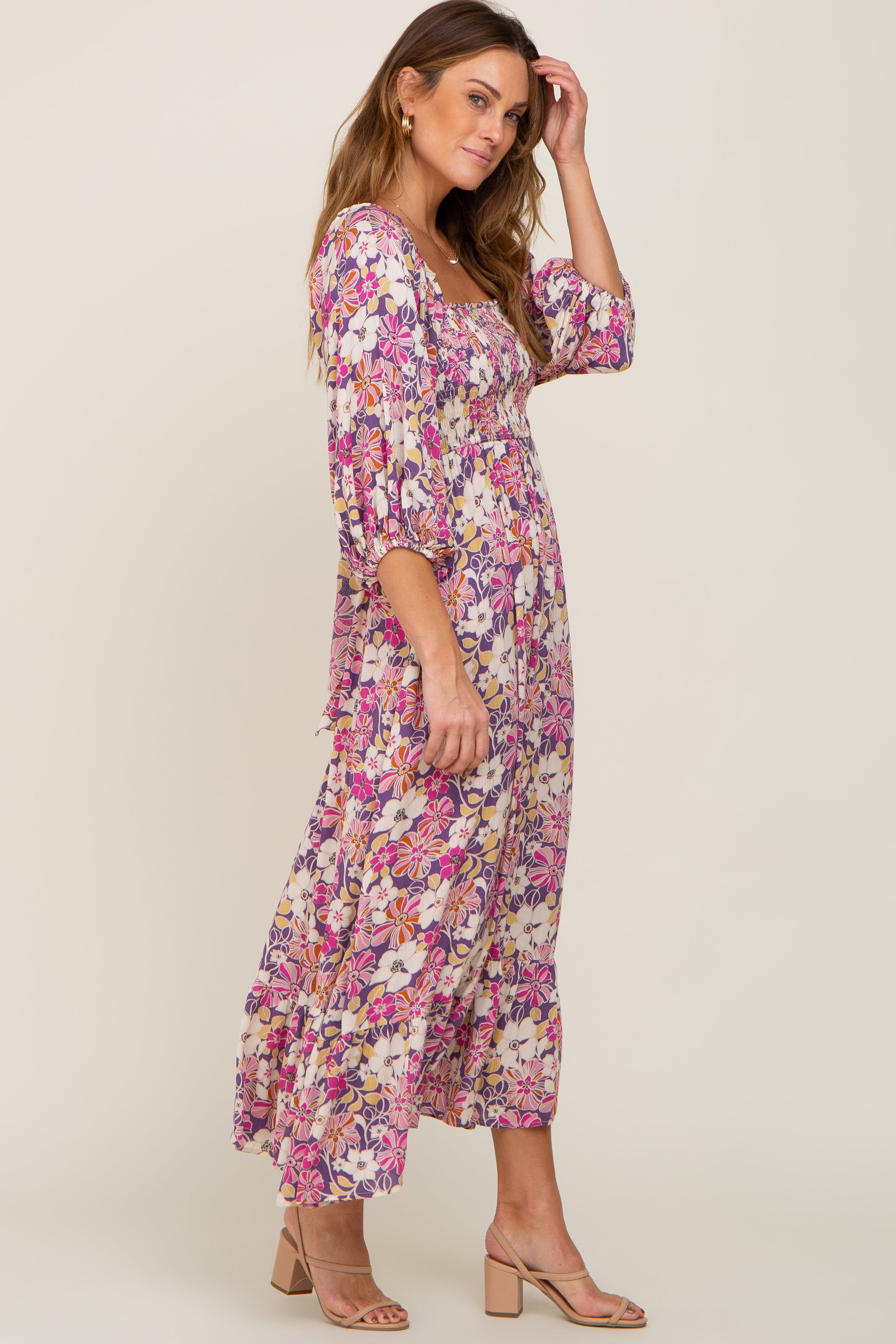 Purple Multi-Color Floral Maxi Dress sold by Pinkblush product image thumbnail 2