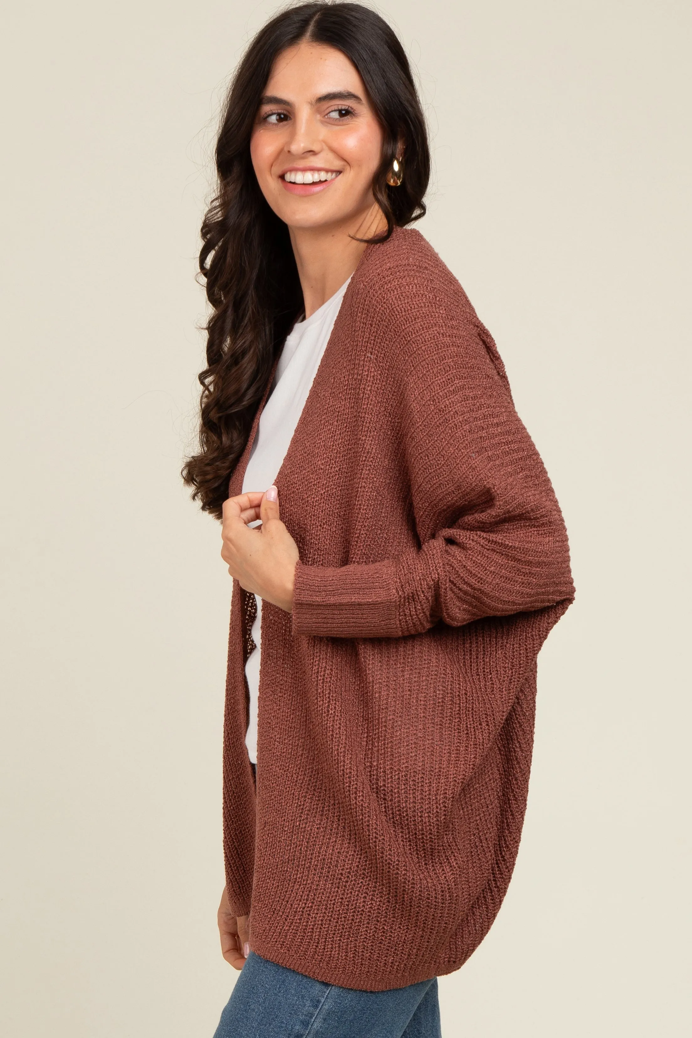 Rust Knit Open Front Cardigan sold by Pinkblush product image thumbnail 3